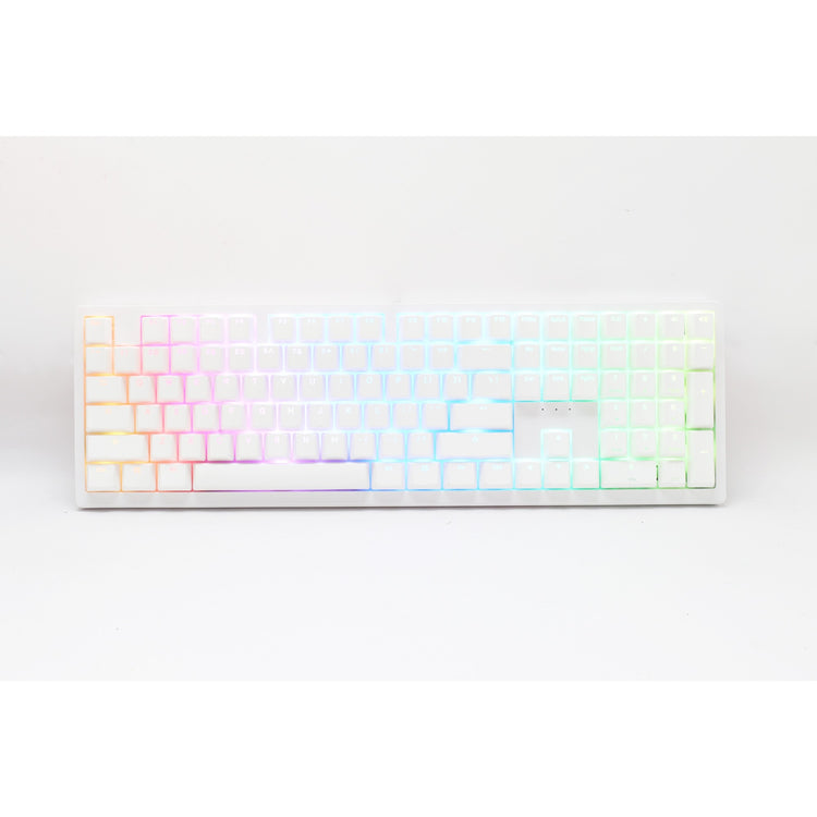 Ducky zero 6108 pure white rgb mechanisch gaming toetsenbord (wit, us lay-out (qwerty), cherry mx2a blue, 100%, rgb leds, double-shot pbt, hot swap, 2.4ghz | bluetooth | usb-c)