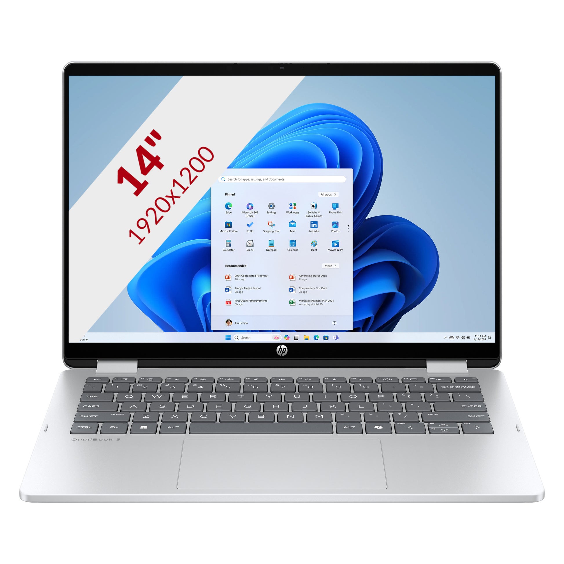 Hp omnibook 5 flip 2-in-1 14-fp0250ndx 14 laptop (zilver | core 5 120u | intel graphics | 8 gb | 512 gb ssd | touch)