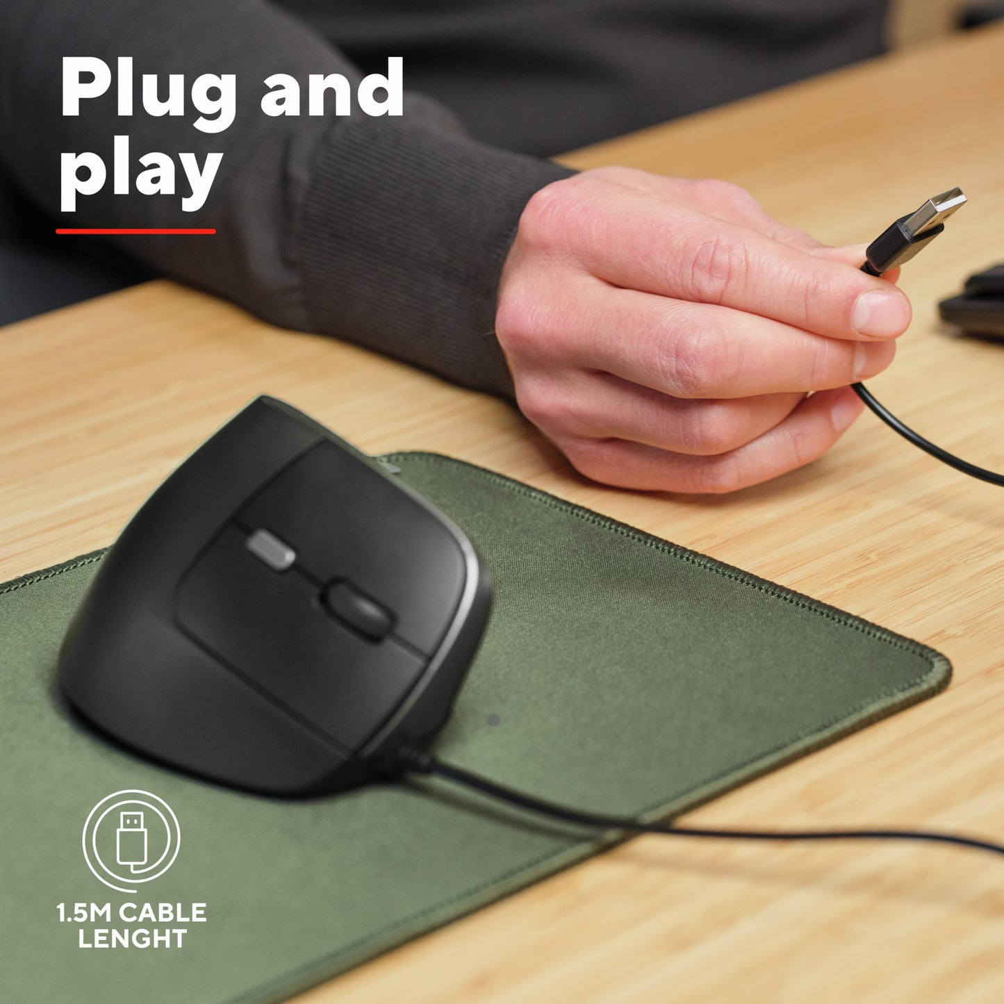 Trust bayo ii bedrade ergonomische muis (zwart, 800 dpi - 2400 dpi)