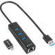 Sharkoon 3-port usb 3.2 gen 1 aluminium + gigabit lan dockingstation (zwart)