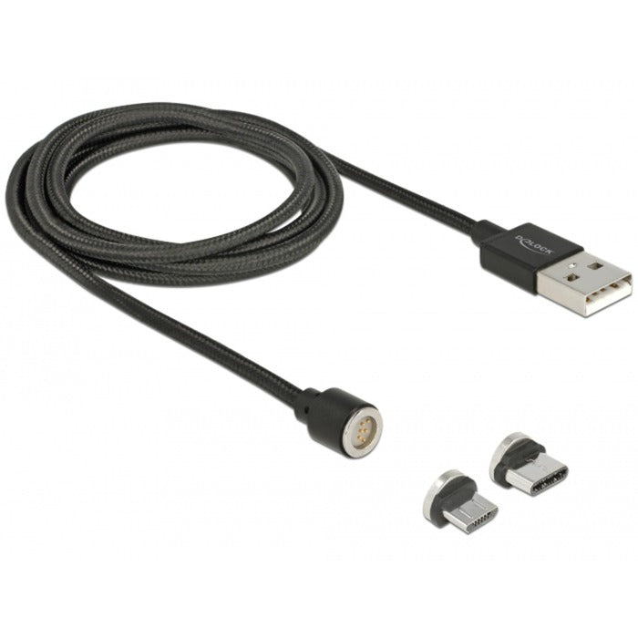 Delock magnetische usb data- en laadkabel set voor micro usb usb type-c (zwart, 1,1 meter)