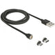 Delock magnetische usb data- en laadkabel set voor micro usb usb type-c (zwart, 1,1 meter)