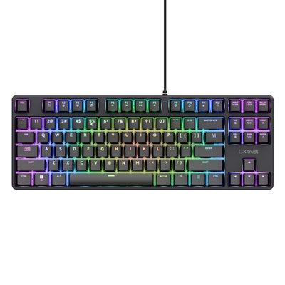 Trust gxt 864 cada compact mechanisch tkl-gamingtoetsenbord (zwart, us lay-out (qwerty), huano brown, rgb)