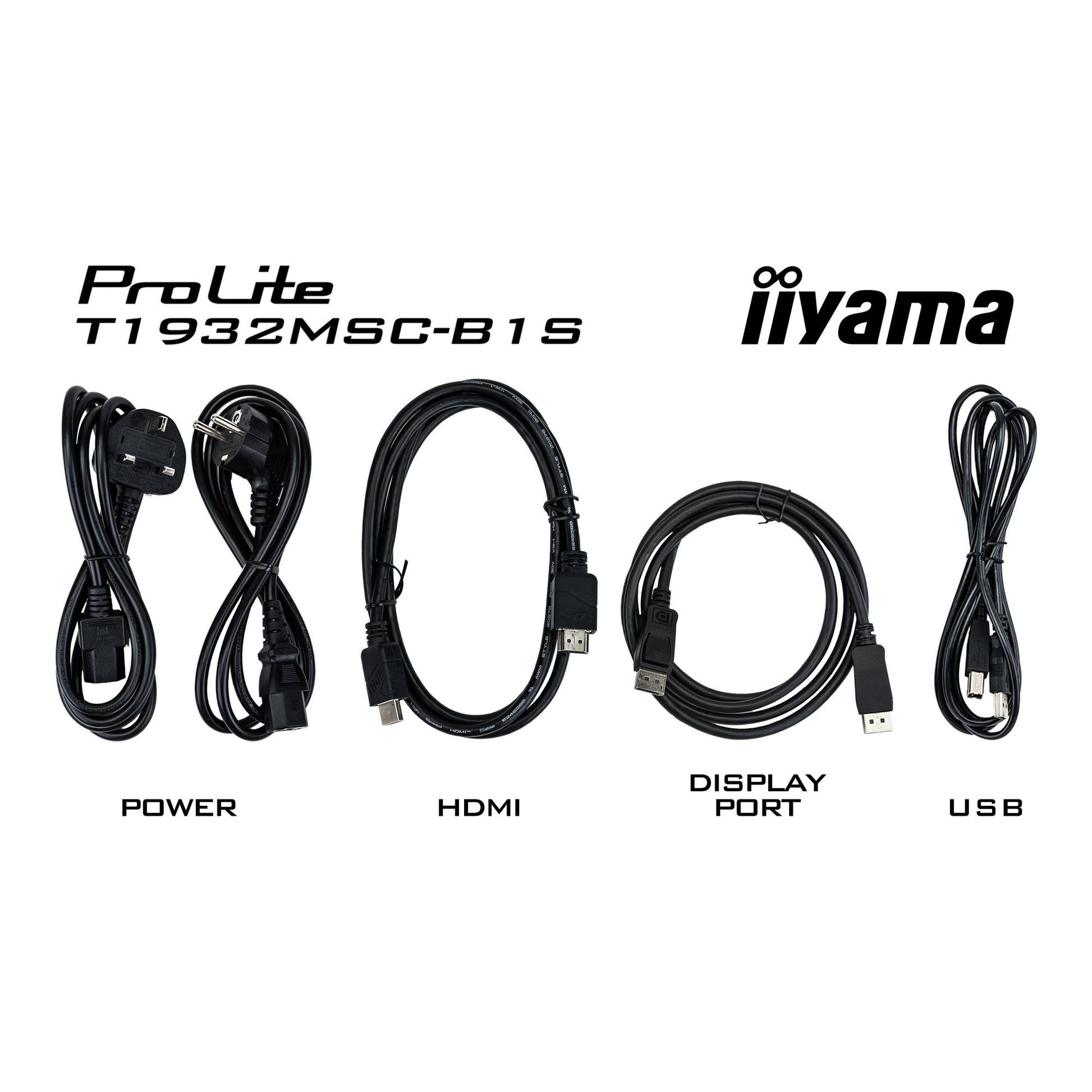 Iiyama prolite t1932msc-b2s 19 touchscreen monitor (zwart, vga, hdmi, displayport, audio, touchscreen)
