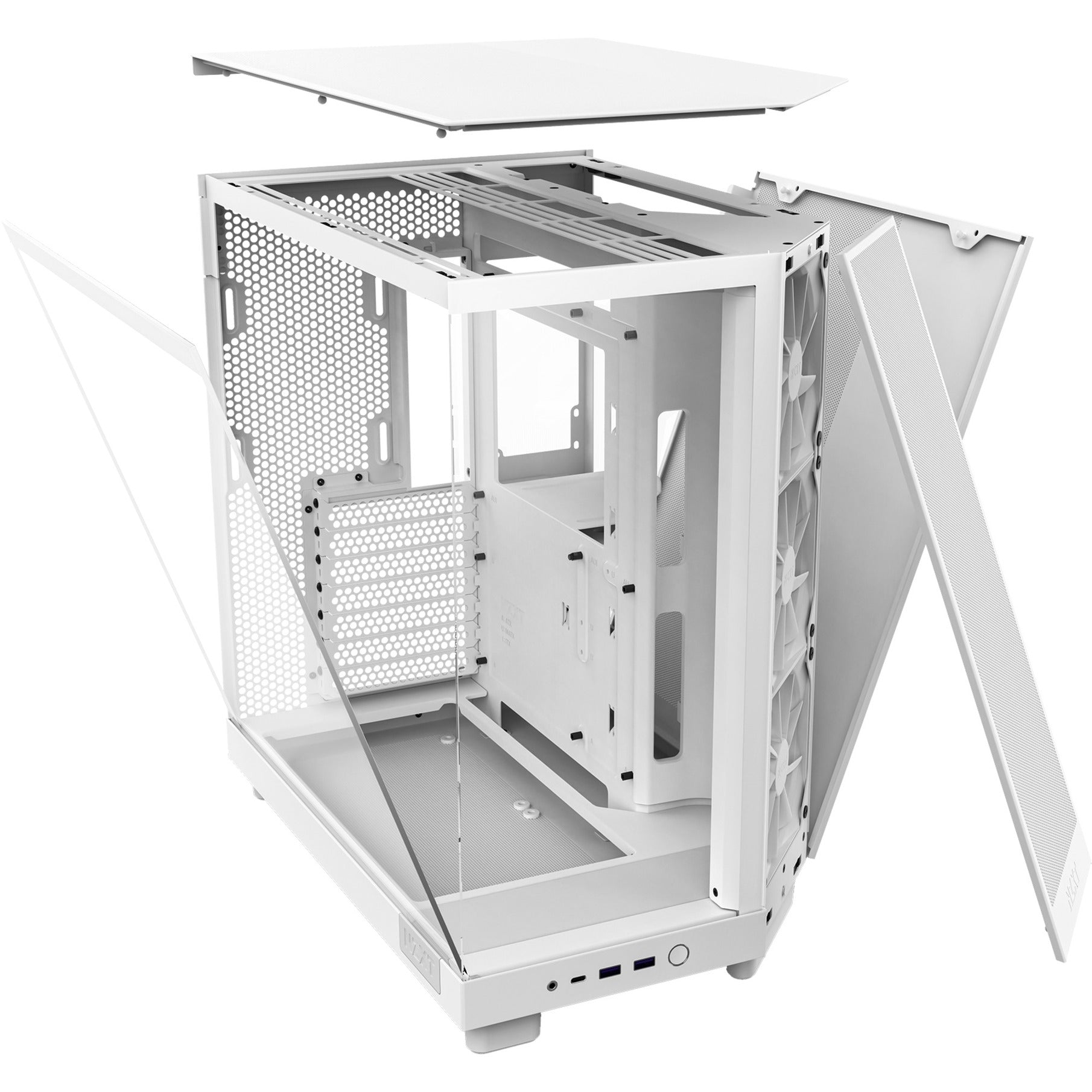 Nzxt h6 flow midi tower behuizing (wit | 2x usb-a | 1x usb-c | tempered glass)