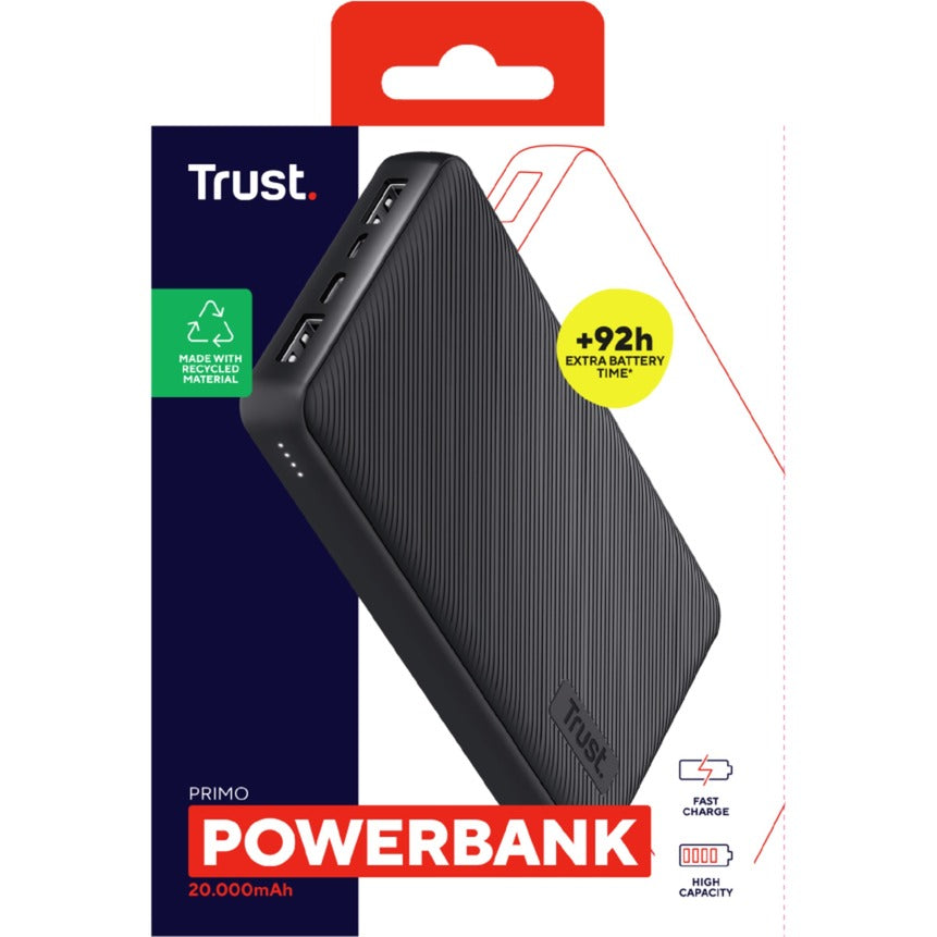 Trust primo 20.000 mah eco powerbank (zwart)