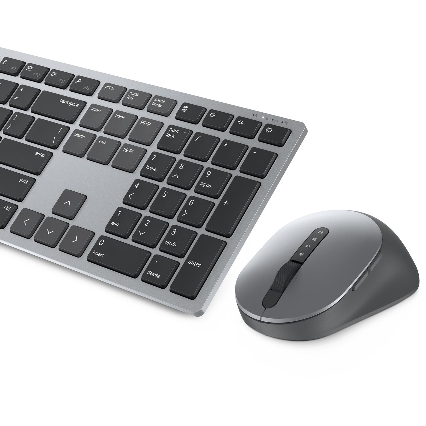 Dell premier multi-device draadloos toetsenbord en draadloze muis - km7321w desktopset (grijs, us lay-out (qwerty), 100%, bluetooth 5.0, dpi:1000 - 4000)