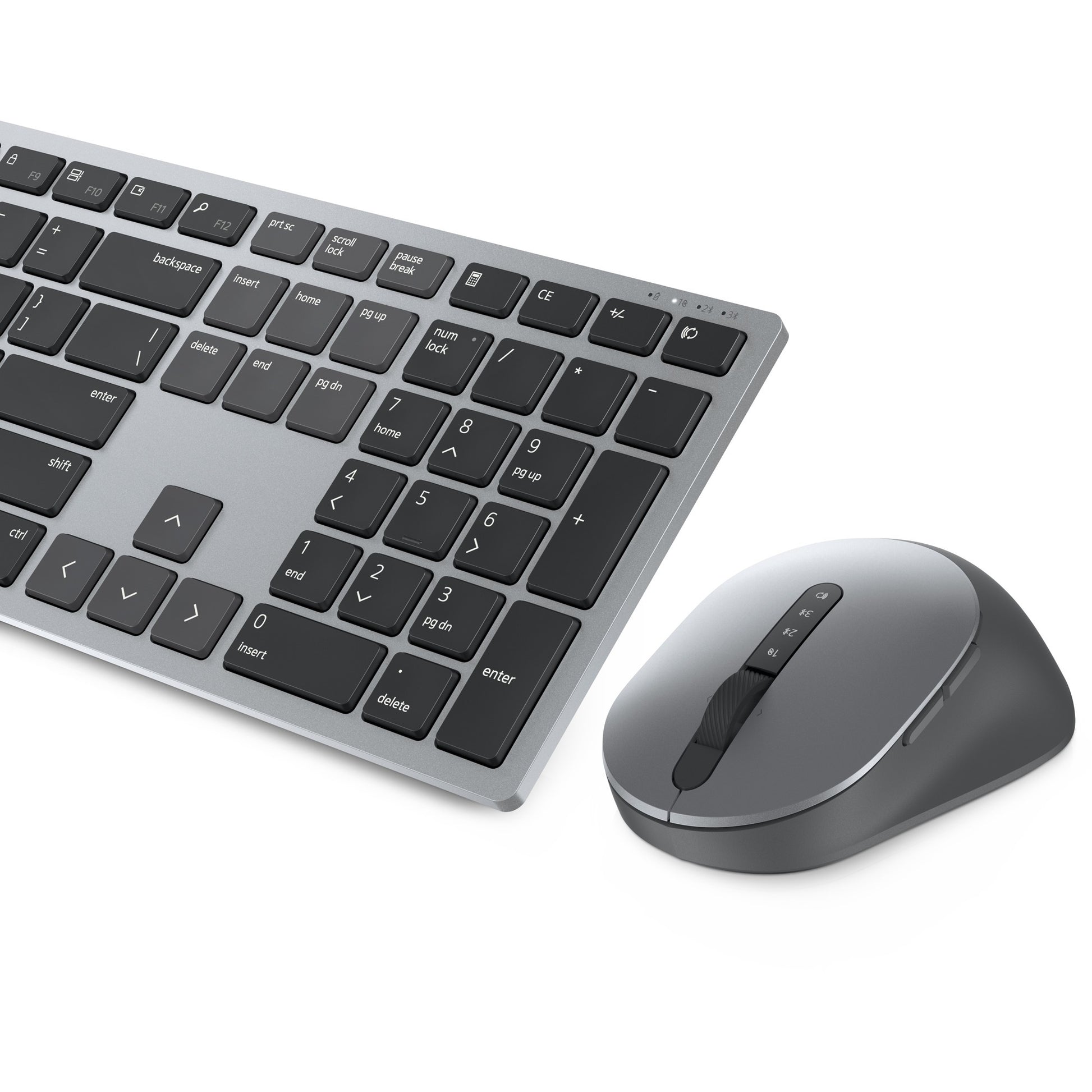 Dell premier multi-device draadloos toetsenbord en draadloze muis - km7321w desktopset (grijs, us lay-out (qwerty), 100%, bluetooth 5.0, dpi:1000 - 4000)