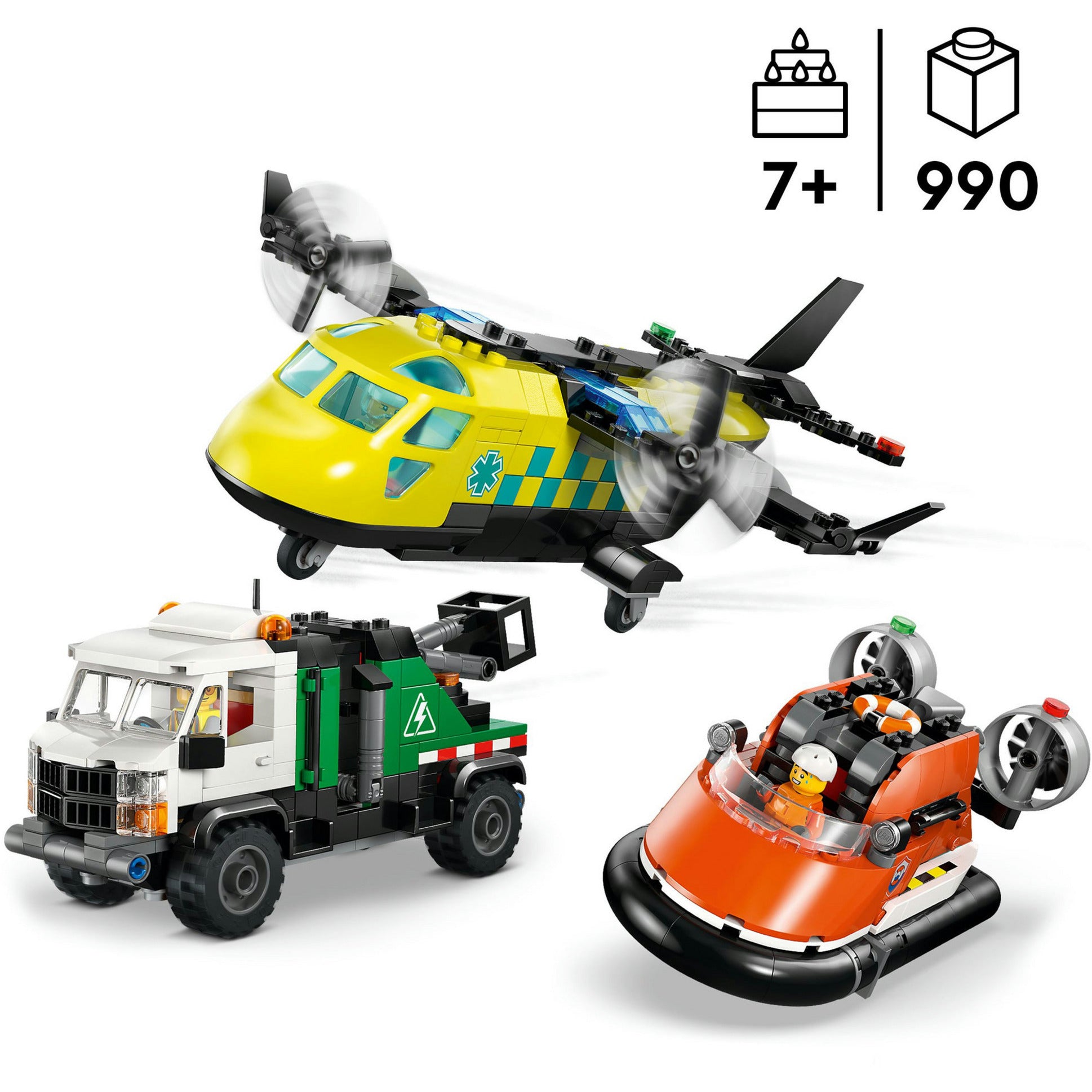 Lego city - vliegtuig, servicewagen en hovercraft remix constructiespeelgoed (60505)