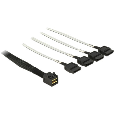 Delock mini sas hd sff-8643 naar 4x sata 7-pin kabel (zwart, 0,5 meter)