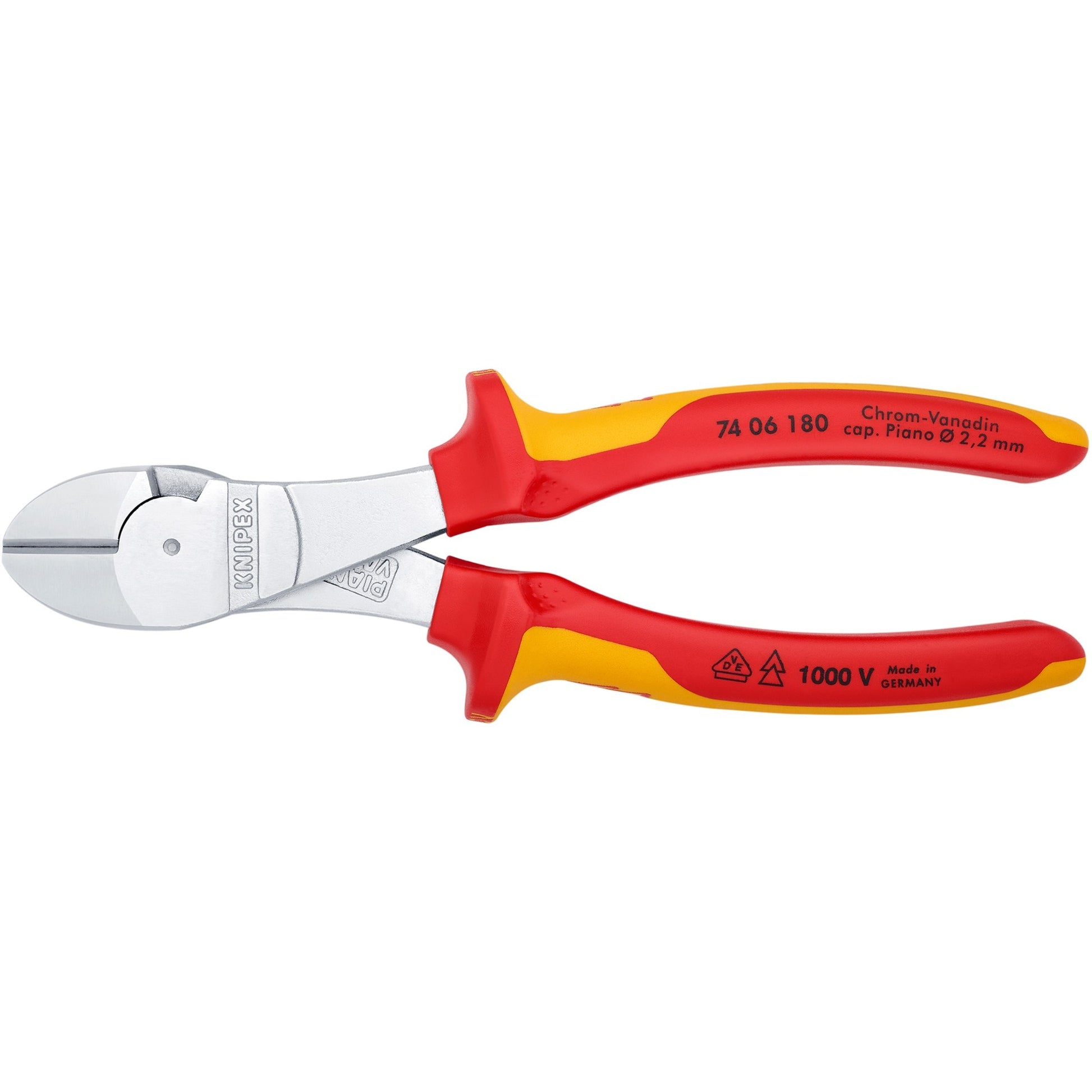 Knipex kracht-zijsnijtang 7406180 kniptang (rood geel)