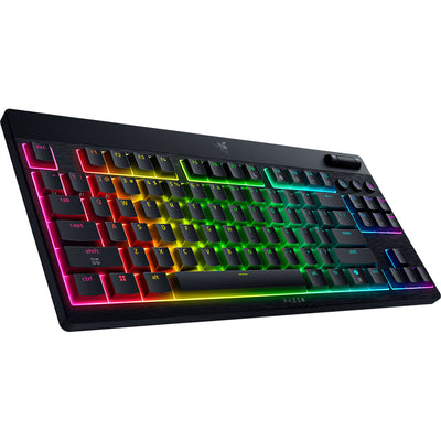 Razer blackwidow v4 low-profile rgb mechanisch gaming toetsenbord (zwart, us lay-out (qwerty), low-profile orange, 80% (tkl))