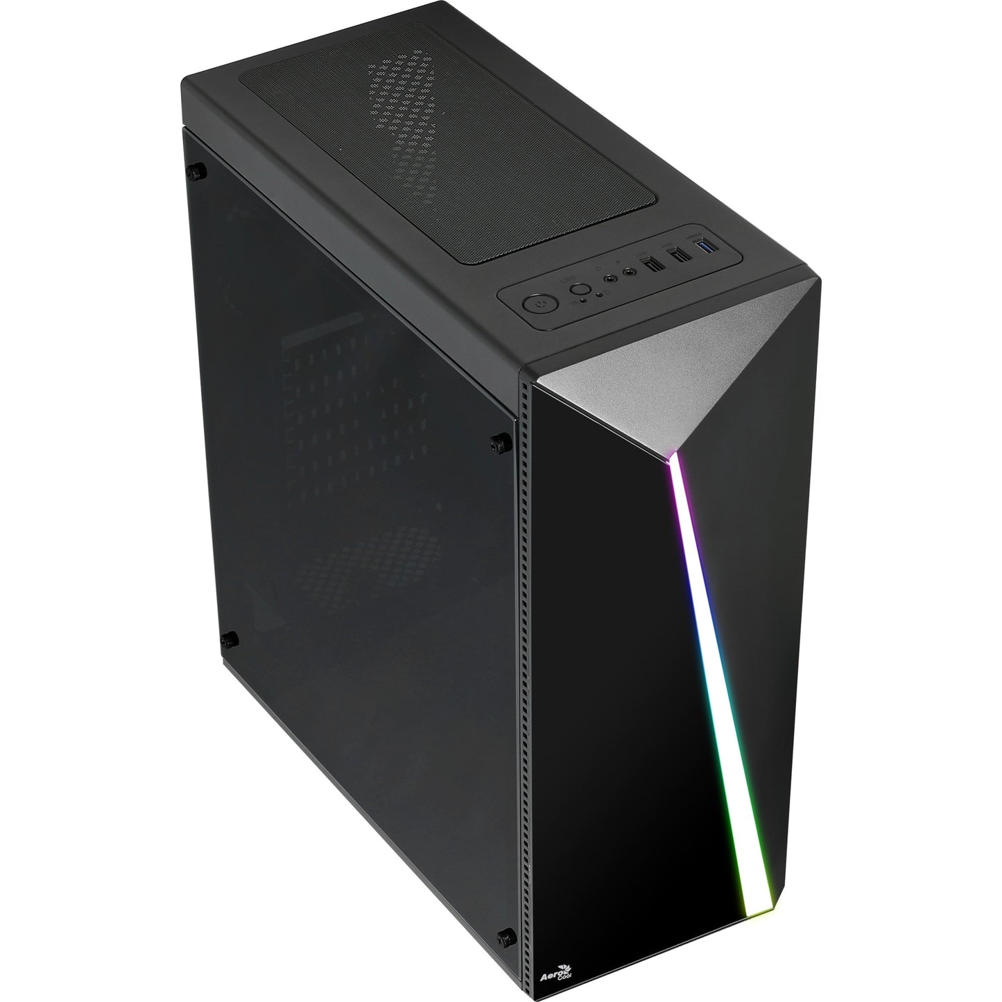 Aerocool shard midi tower behuizing (zwart | 3x usb-a | rgb | window)