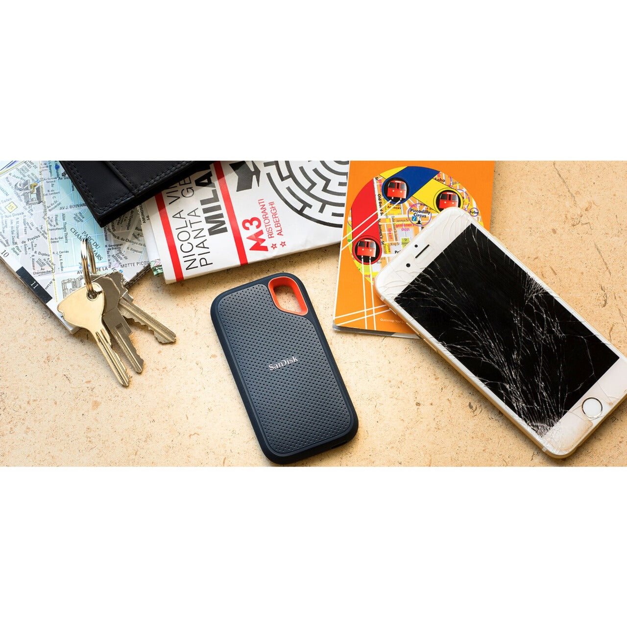 Sandisk extreme portable v2, 1 tb externe ssd (zwart oranje, sdssde61-1t00-g25, usb-c)