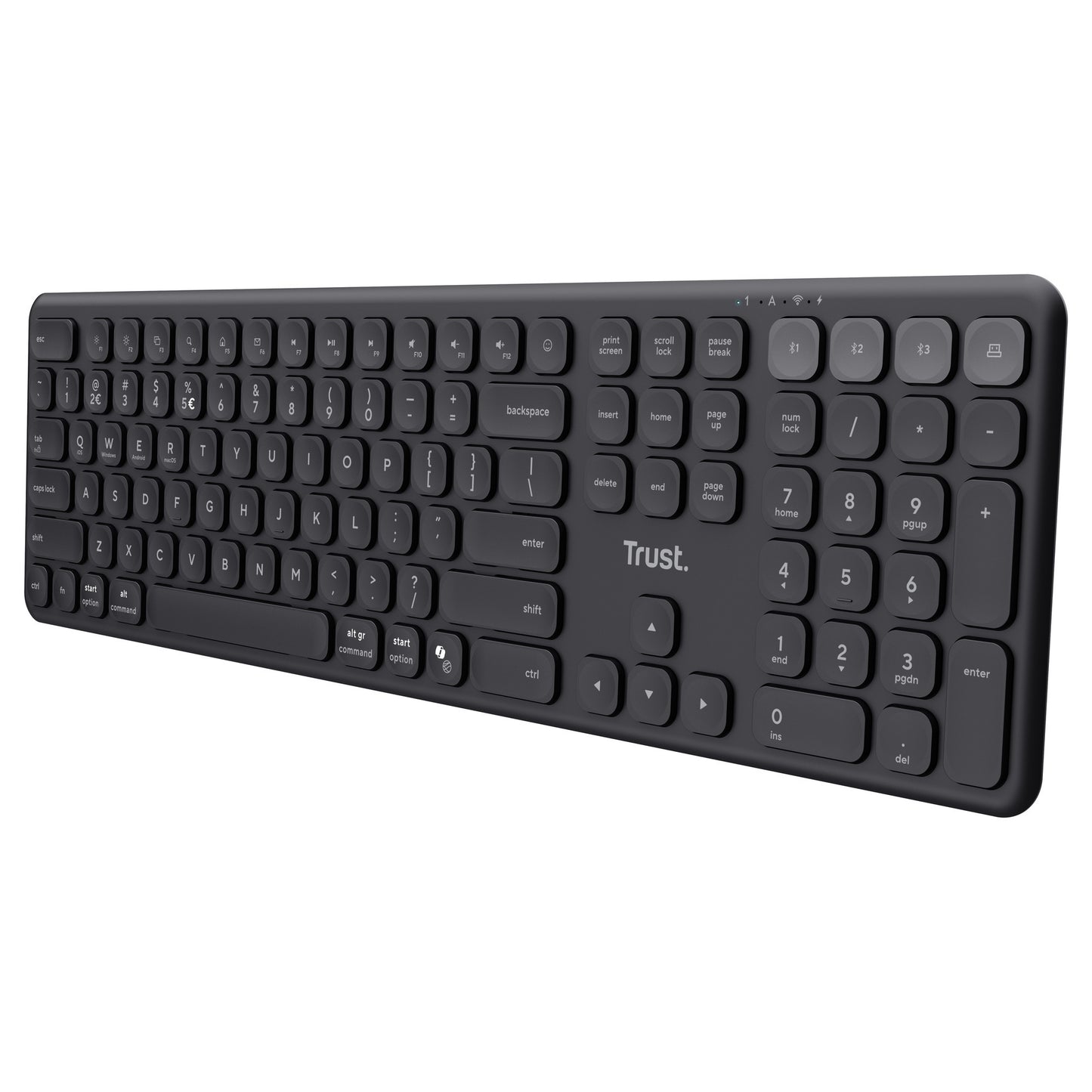 Trust vaiya draadloos toetsenbord (zwart, us lay-out (qwerty), 100%, bluetooth 2.4ghz)