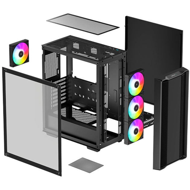 Deepcool cc560 argb v2 midi tower behuizing (zwart | 2x usb-a | rgb | tempered glass)