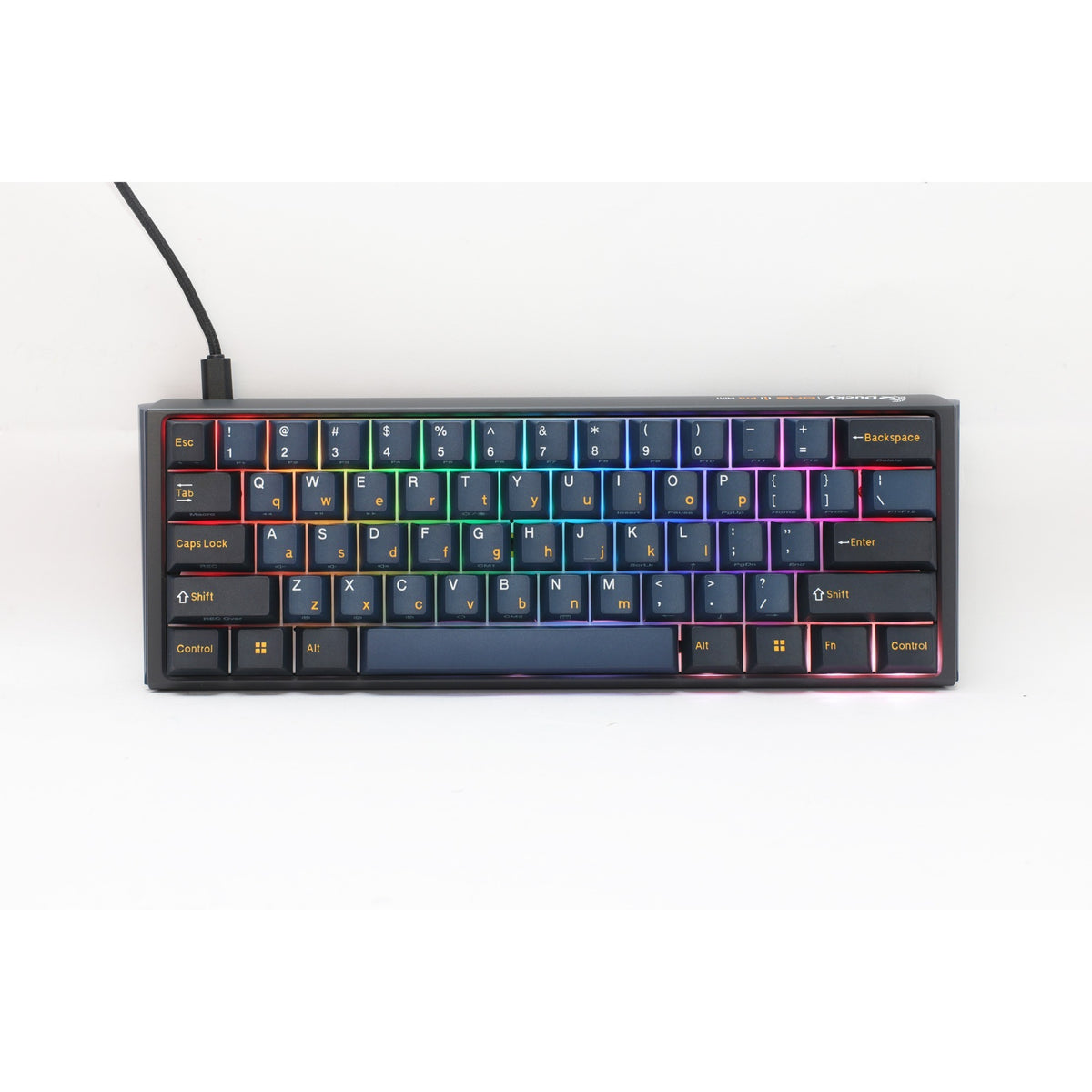 Ducky one 3 pro mini rgb mechanisch gaming toetsenbord (zwart, us lay-out (qwerty), cherry mx2a blue, 60%, rgb led, double-shot pbt, quack mechanics, hot swap)