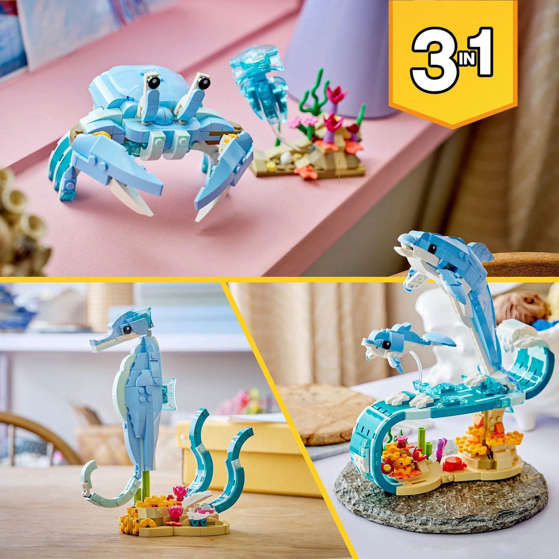 Lego creator 3-in-1 - zeedieren: prachtige dolfijnen constructiespeelgoed (31385)