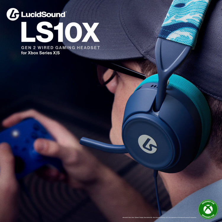 Powera lucidsound ls10x gen 2 bedrade gamingheadset voor xbox series x|s - watergolf over-ear gaming headset (azuurblauw lichtblauw, xbox series x|s, xbox one, pc)