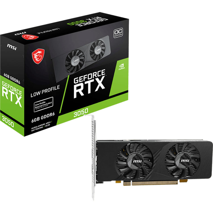 Msi geforce rtx 3050 lp e 6g oc grafische kaart (2x hdmi, 1x displayport, dlss)