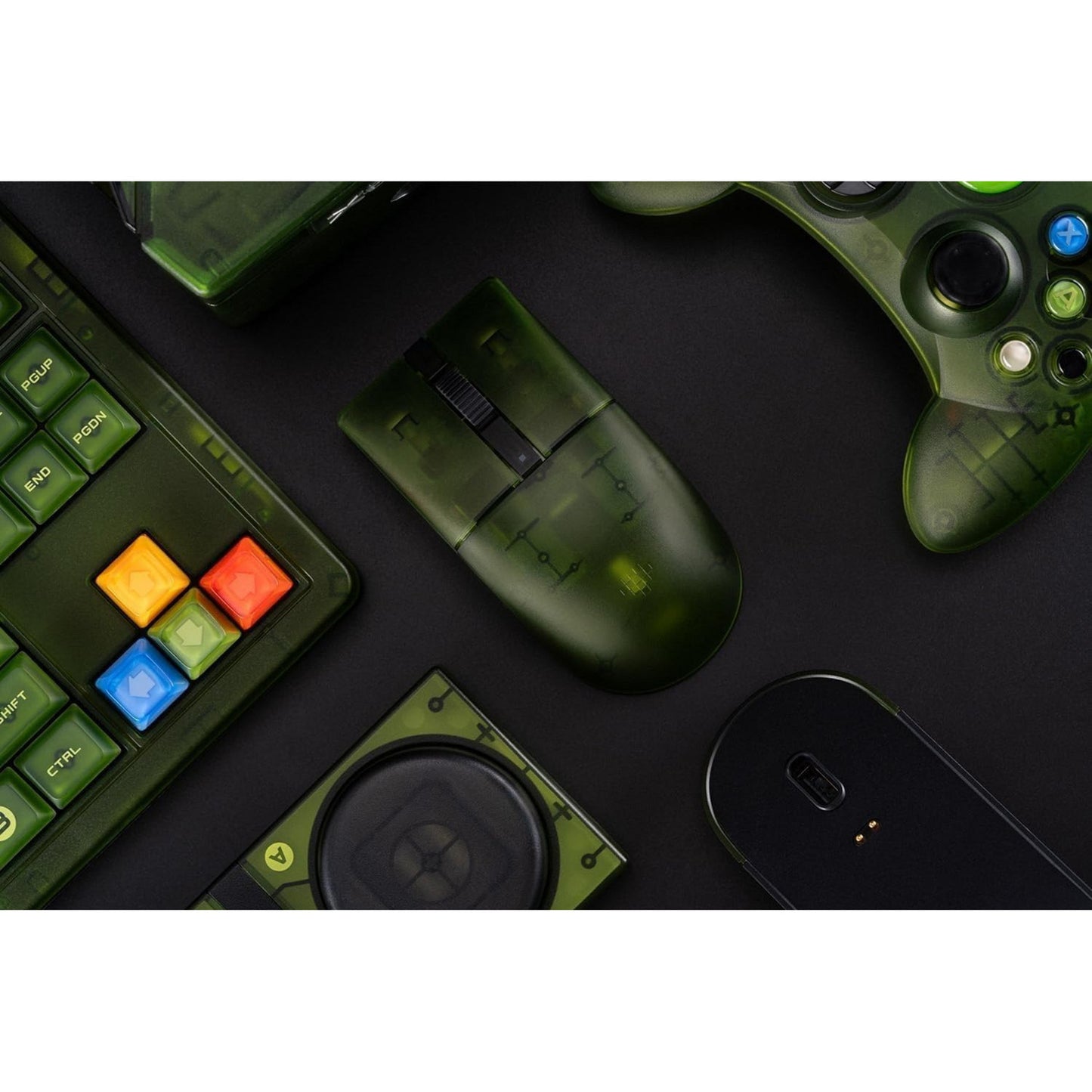 8bitdo retro r8 mouse - xbox edition (groen, 50 - 26000 dpi, bluetooth usb-c 2.4 ghz)