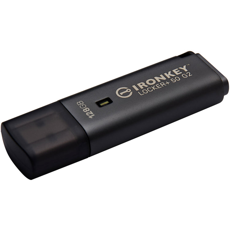 Kingston ironkey locker+ 50 g2 usb flash drive 128 gb usb-stick (antraciet, usb-a 3.2 gen 1)