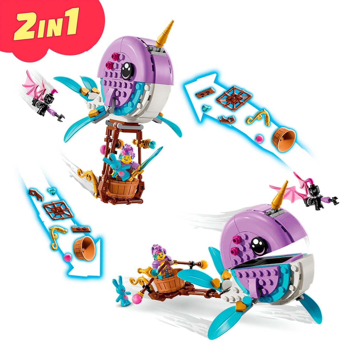 Lego dreamzzz - izzie's narwal-luchtballon constructiespeelgoed (71472)
