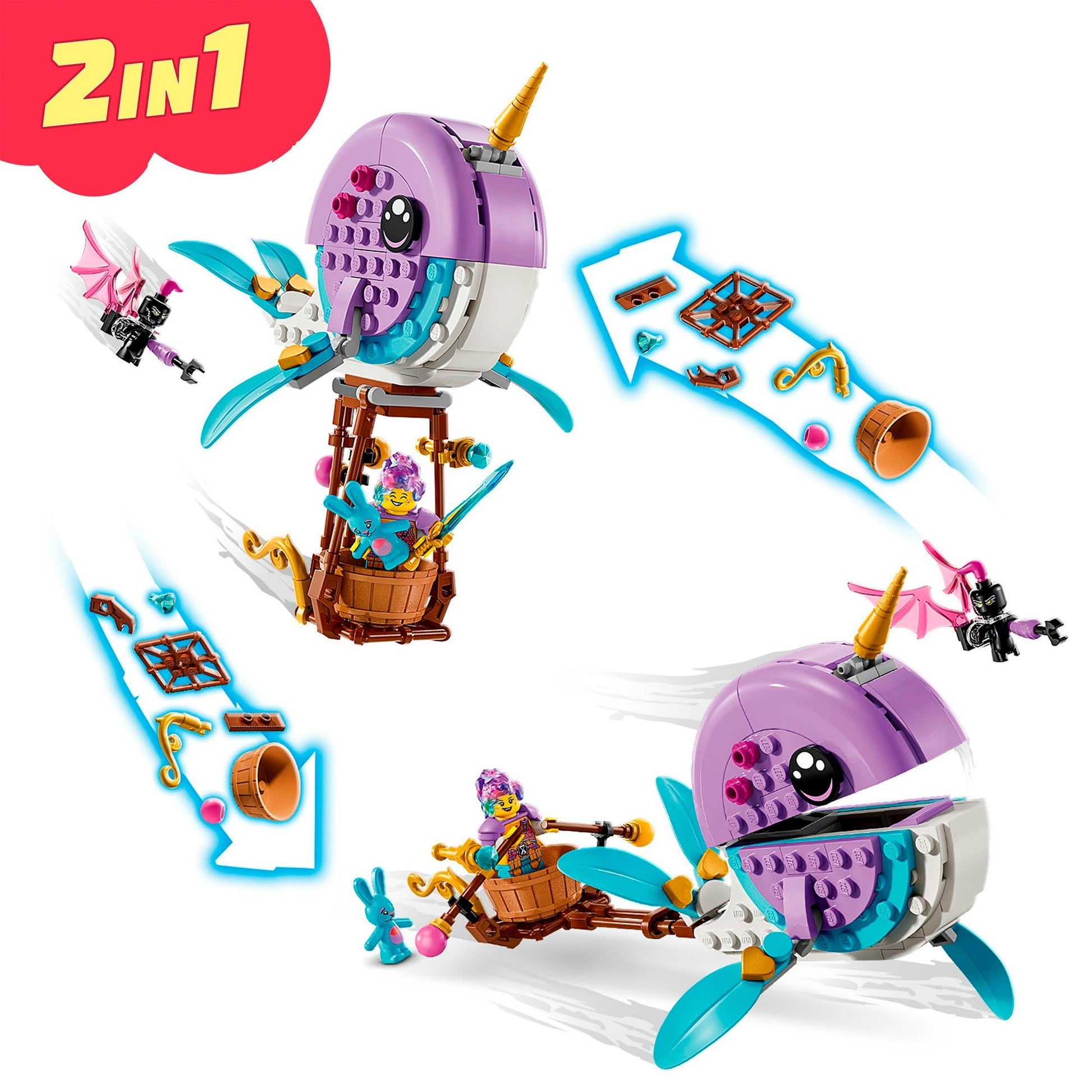 Lego dreamzzz - izzie's narwal-luchtballon constructiespeelgoed (71472)