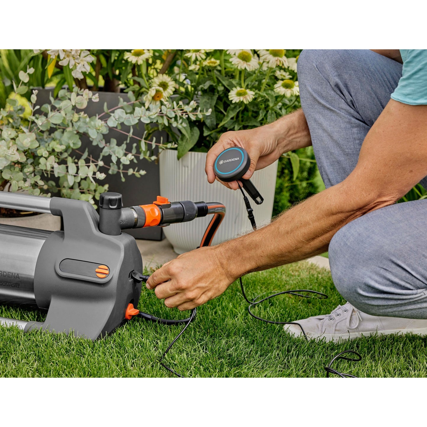 Gardena besproeiingspomp 6500 silentcomfort (donkergrijs roestvrij staal, 1300 watt | bluetooth)