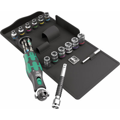 Wera 8009 zyklop pocket set 3 bitset (zwart groen, 27‑delig)