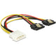 Delock power molex 4-pin male > 2 x sata 15-pin splitterkabel (zwart rood, 0,2 meter)