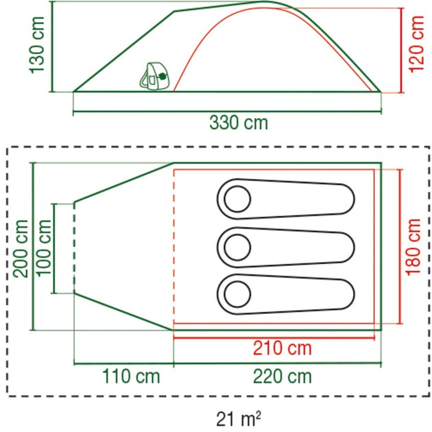 Coleman kobuk valley 3 plus tent (donkergroen lichtgroen)