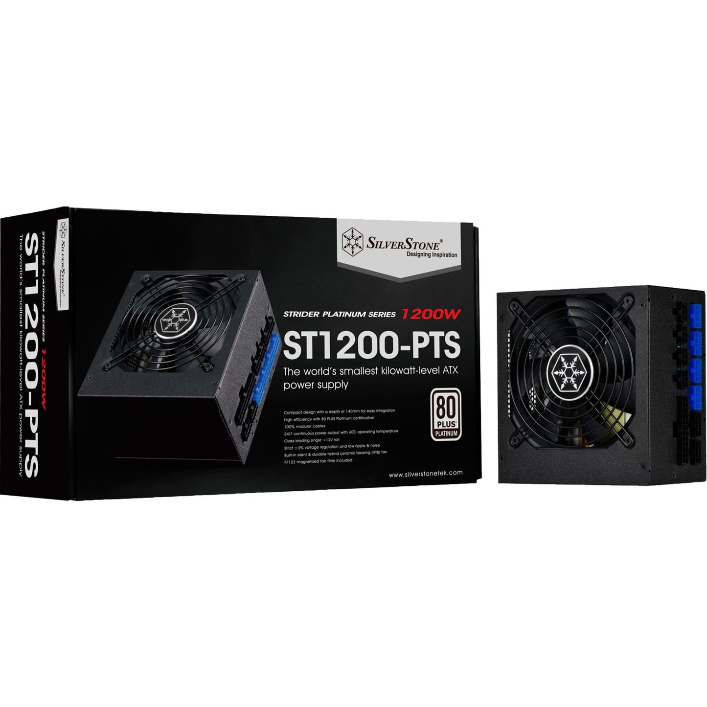 Silverstone sst-st1200-pts modulaire 1200 watt voeding (zwart, 8x pcie)