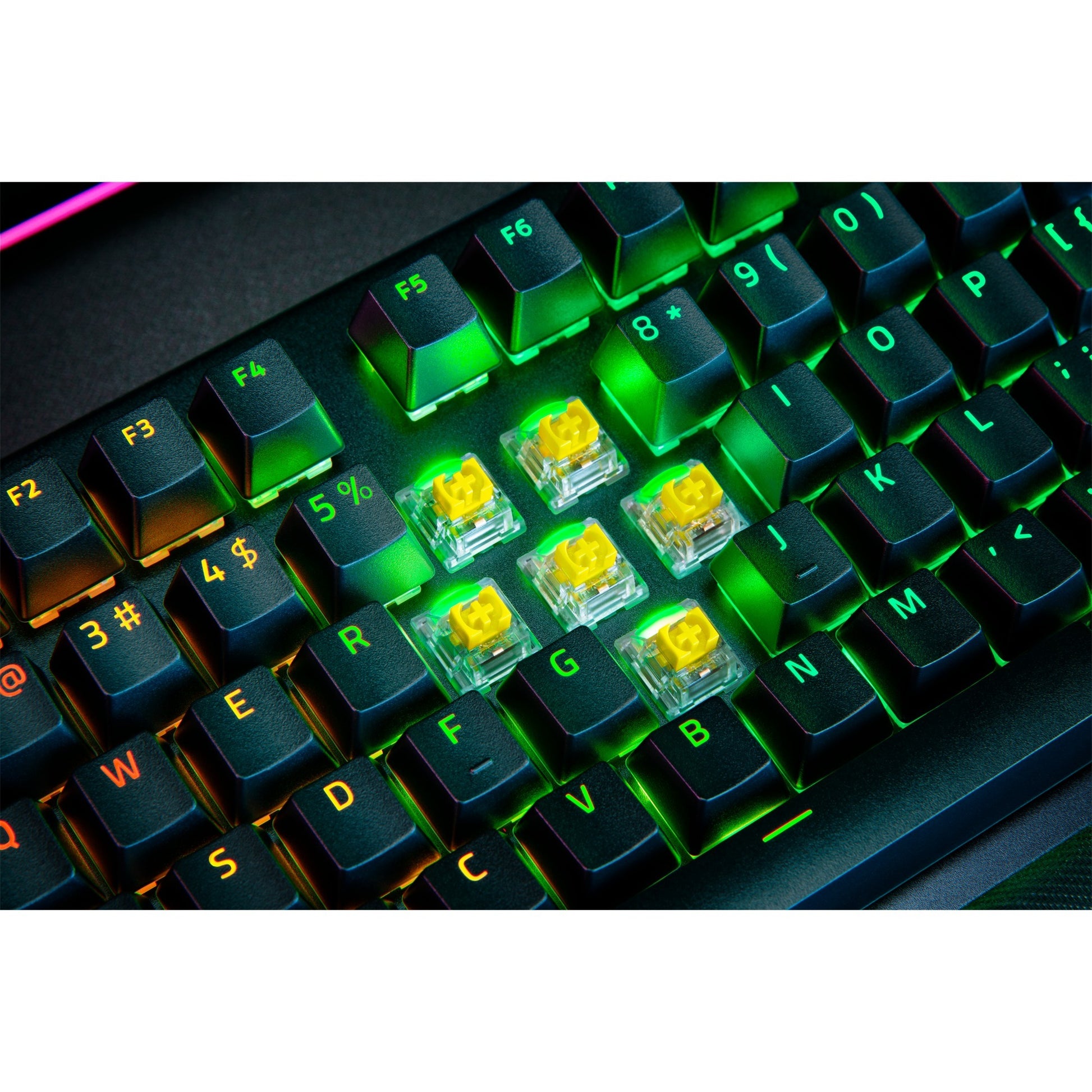 Razer blackwidow v4 pro rgb mechanisch gaming toetsenbord (zwart, us lay-out (qwerty), yellow, 100%)