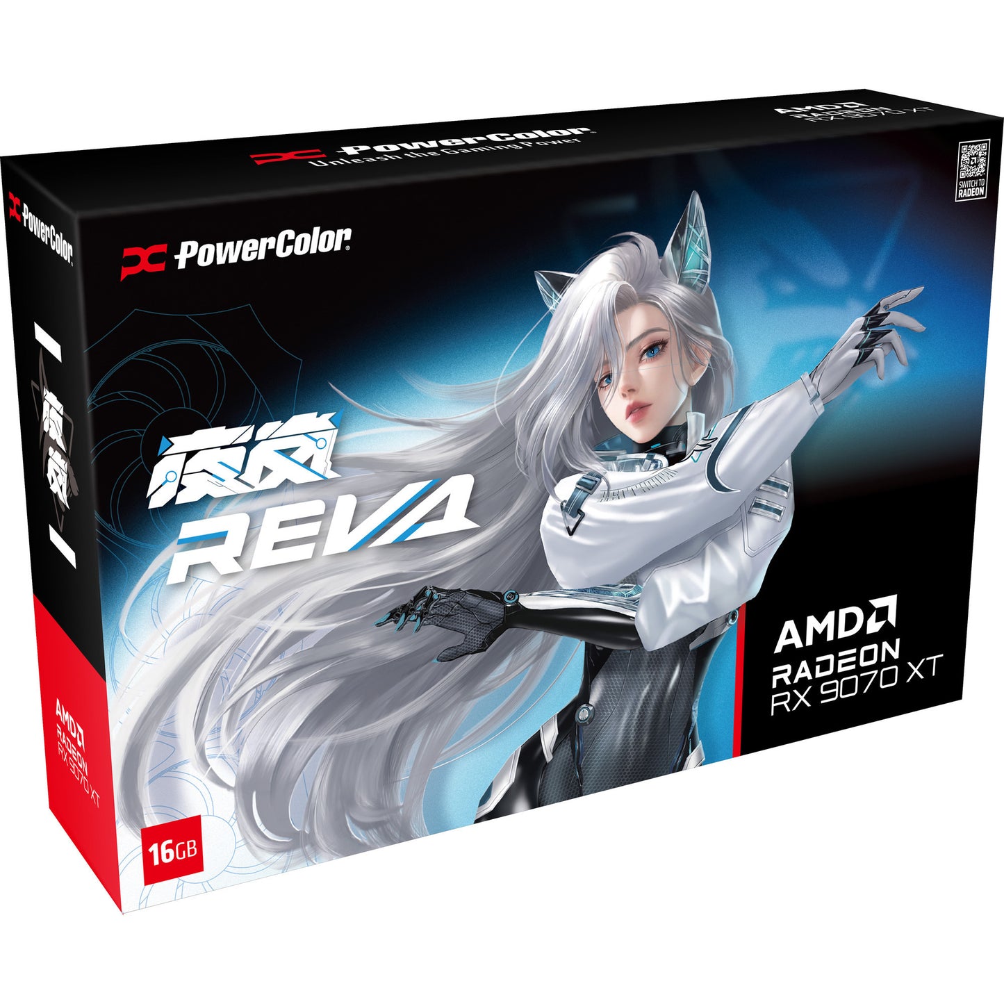 Powercolor radeon rx 9070 xt hellhound reva16gb limited edition grafische kaart (wit zwart, rdna4, gddr6, 3x displayport, 1x hdmi)