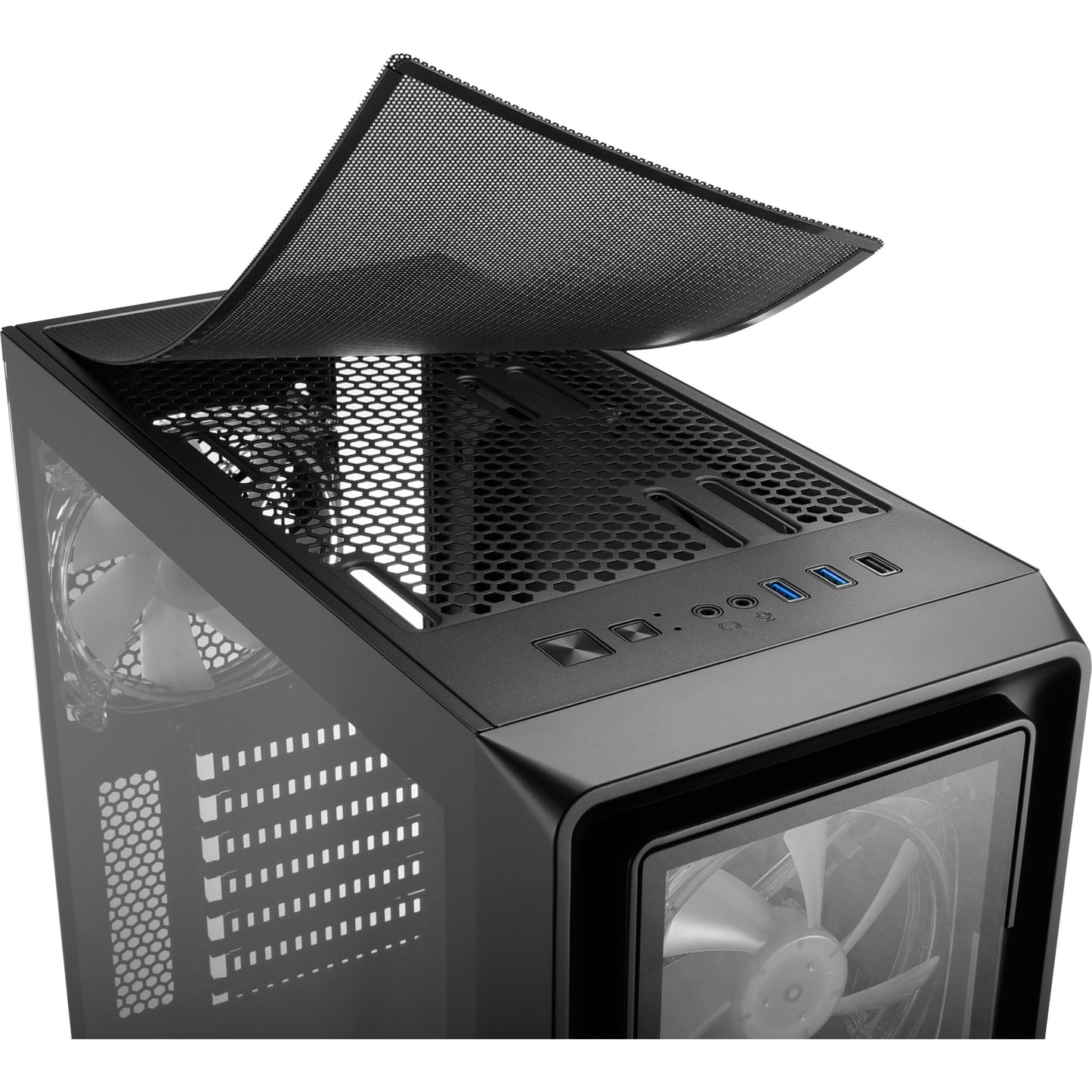 Sharkoon tk4 rgb midi tower behuizing (zwart | 4x usb-a | rgb | tempered glass)