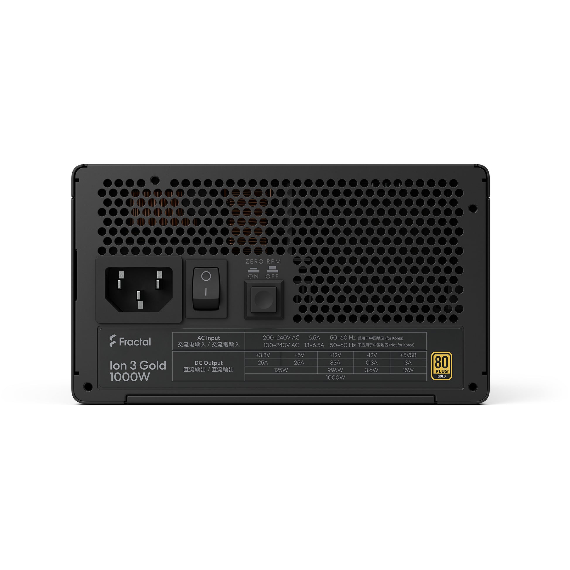Fractal design ion gold 3 modulaire 1000 watt voeding (zwart, 1x 12v-2x6, 3x pcie)