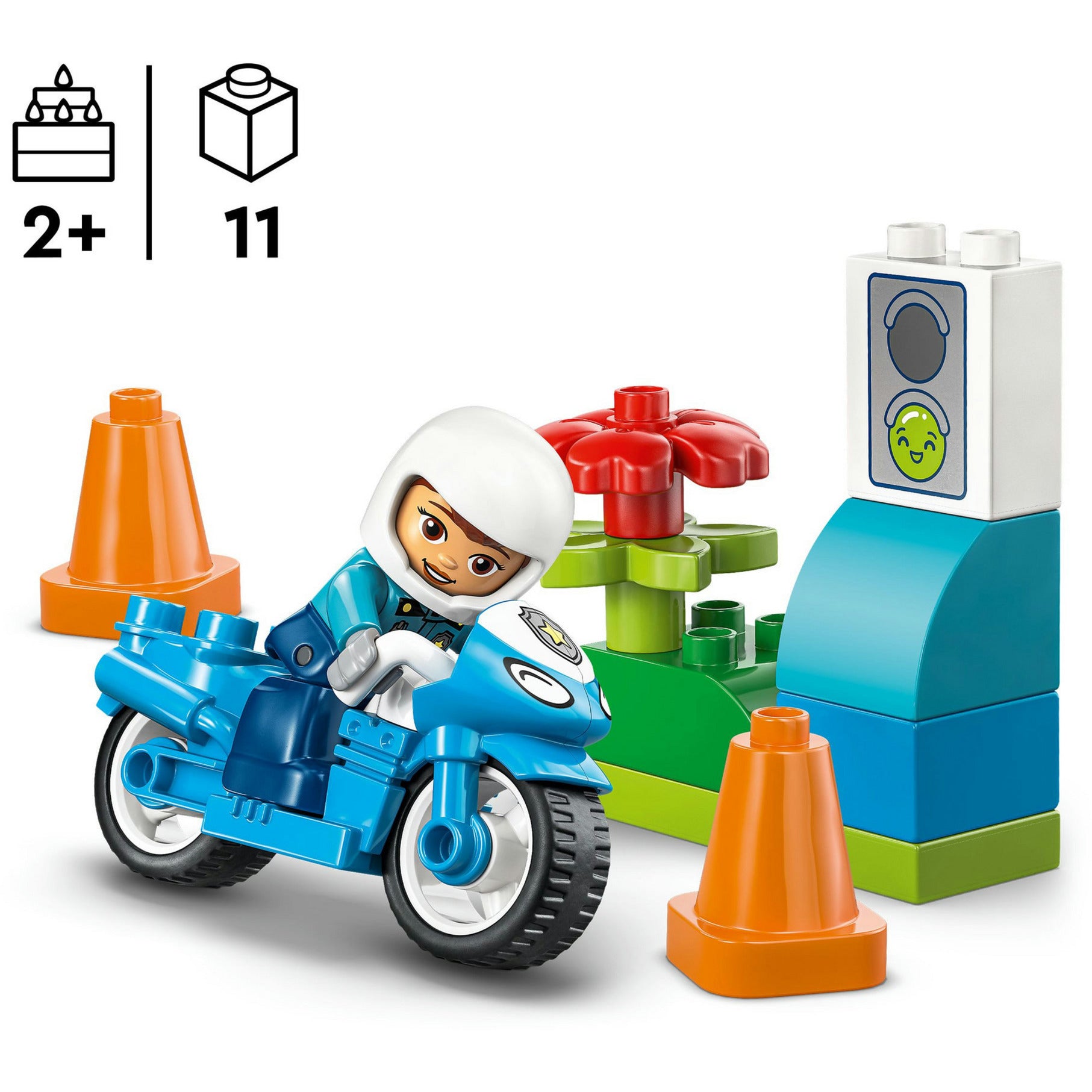 Lego duplo town - blauwe politiemotor educatief montessori speelgoed voor kinderen - 10471