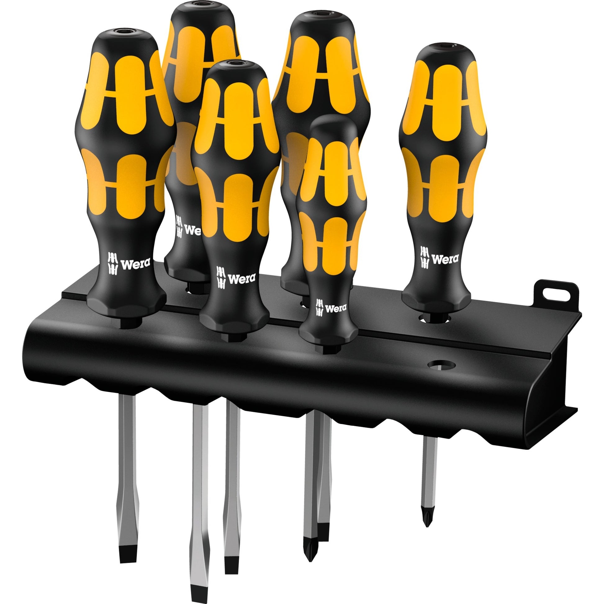 Wera 932 s 6 schroevendraaierset kraftform + houder (zwart geel, 6‑delig)