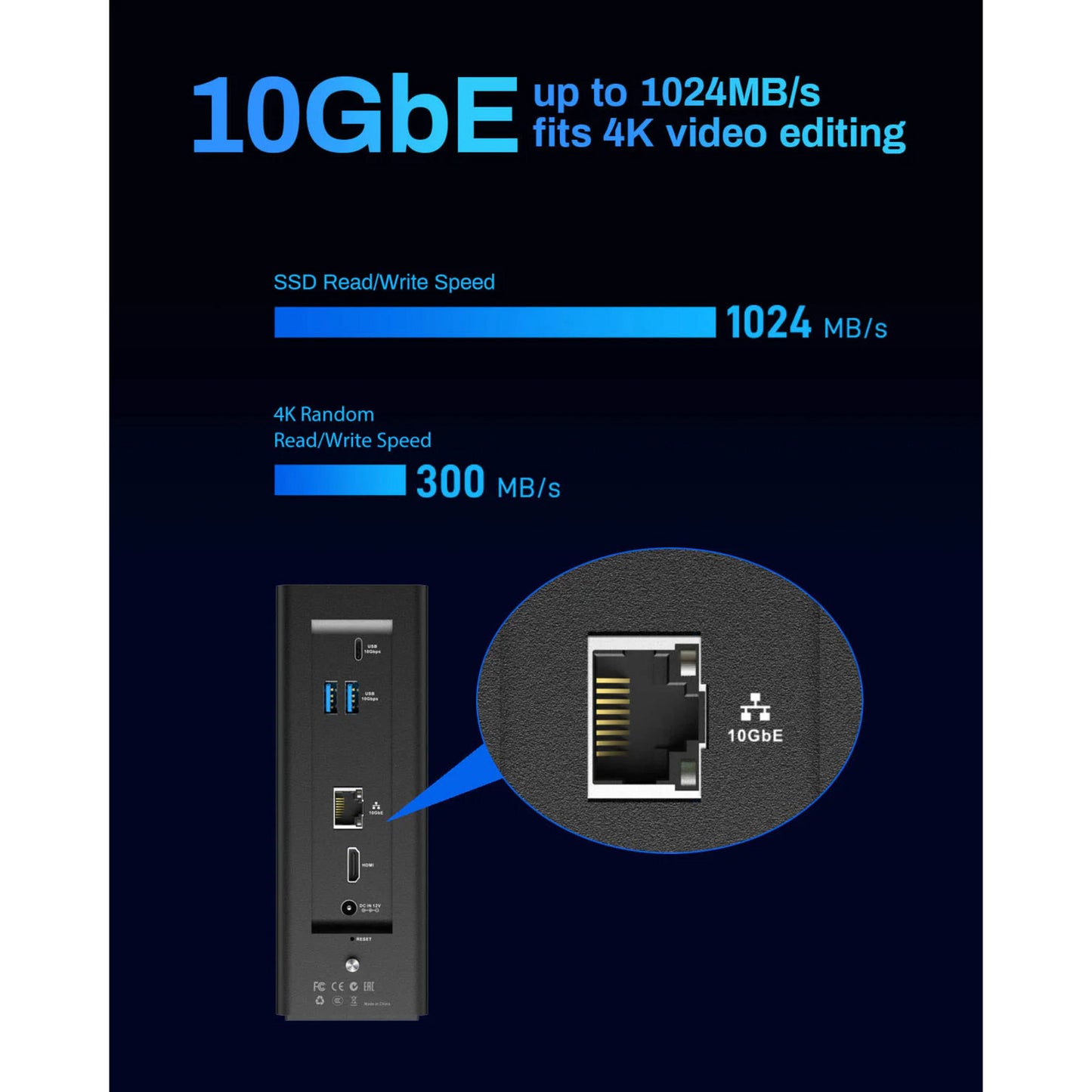 Terramaster f8 ssd plus nas (zwart, 1x 10gbe, hdmi, usb)