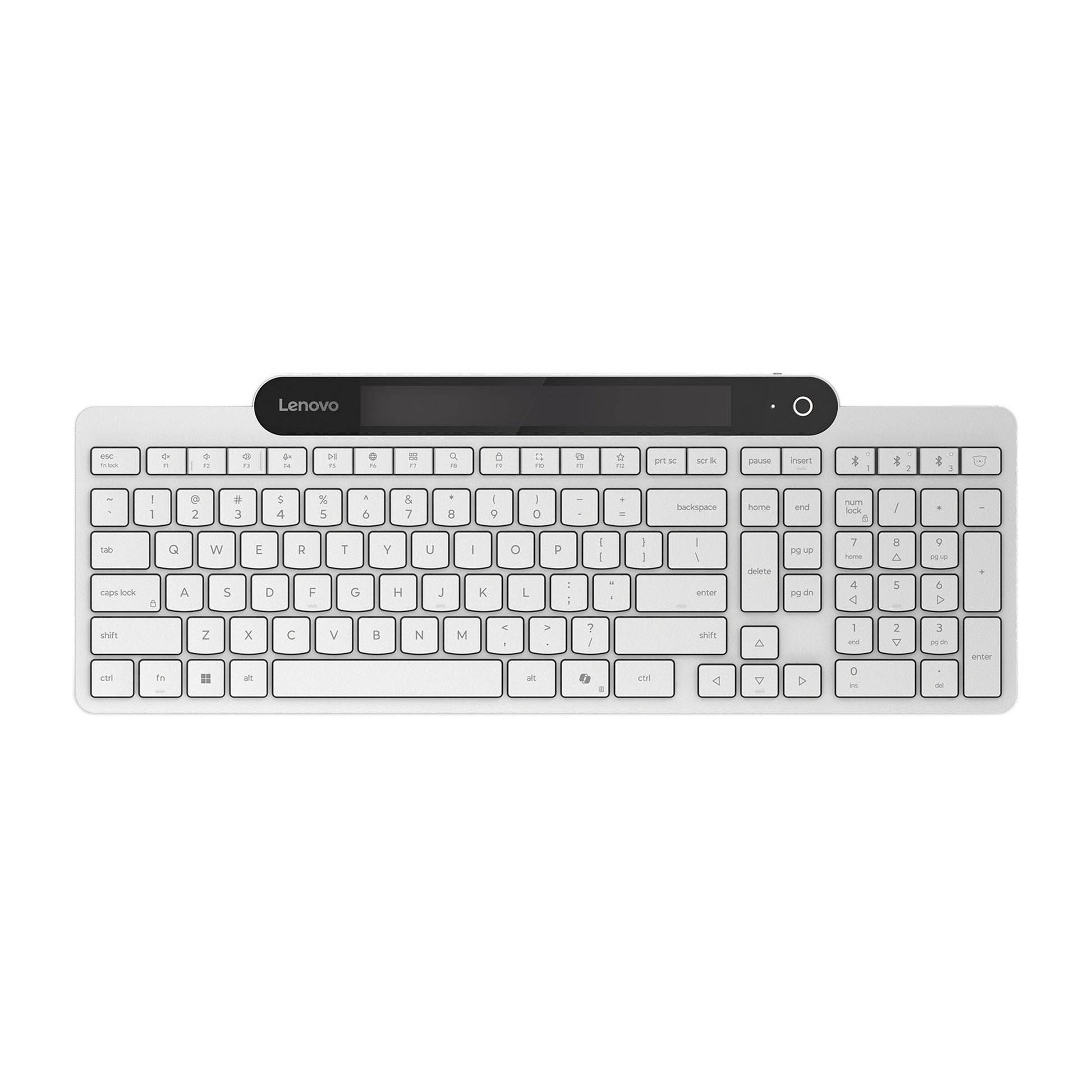 Lenovo 800 self-charging bluetooth keyboard (wit, us lay-out (qwerty), plunger, 100%, plunger switch, bluetooth 5.1, usb-c)