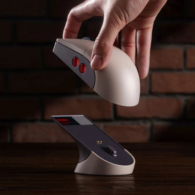 8bitdo retro r8 mouse - n edition (grijs rood, 50 - 26000 dpi, bluetooth usb-c 2.4 ghz)