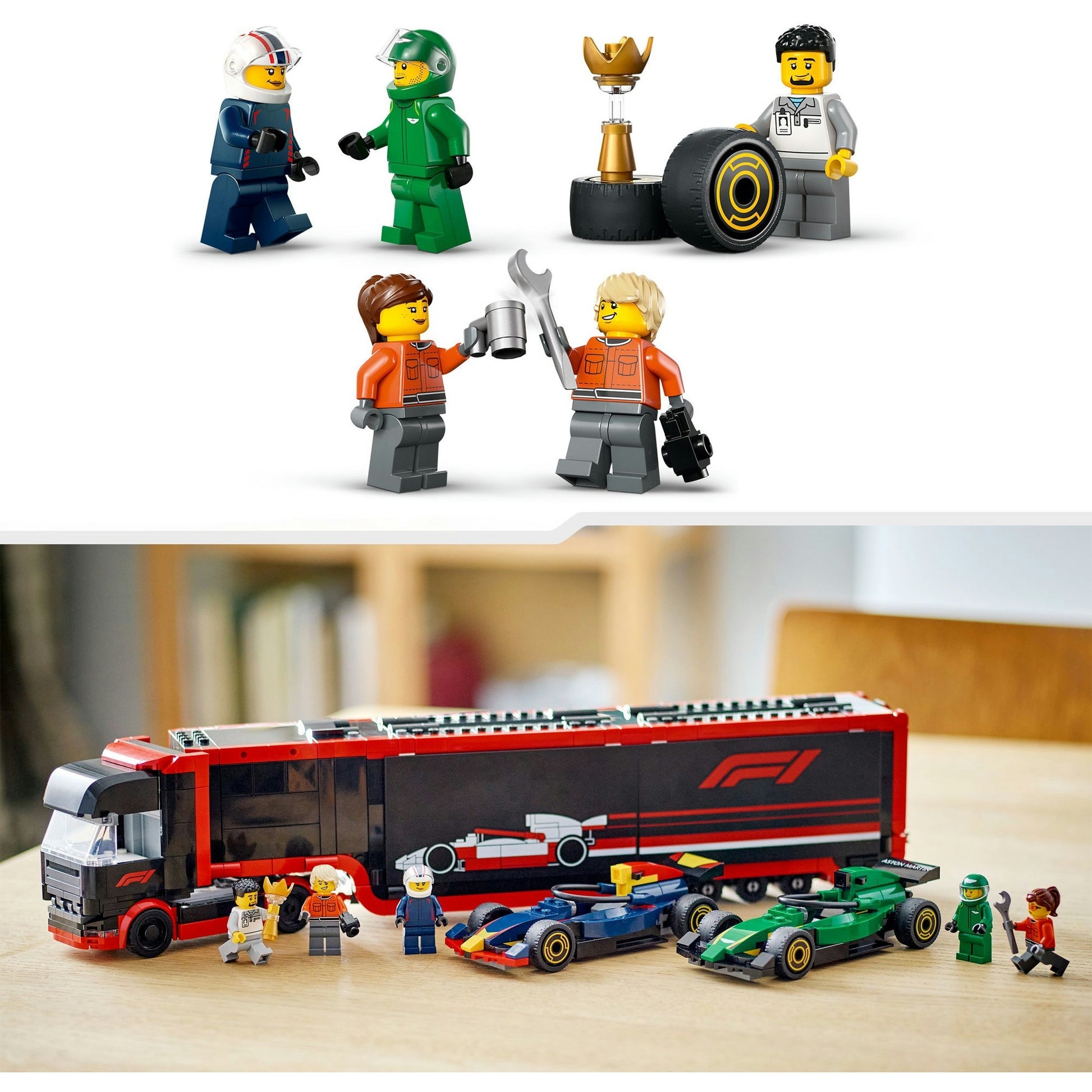 Lego city f1 truck met rb20 en amr24 f1® auto's speelset - 60445