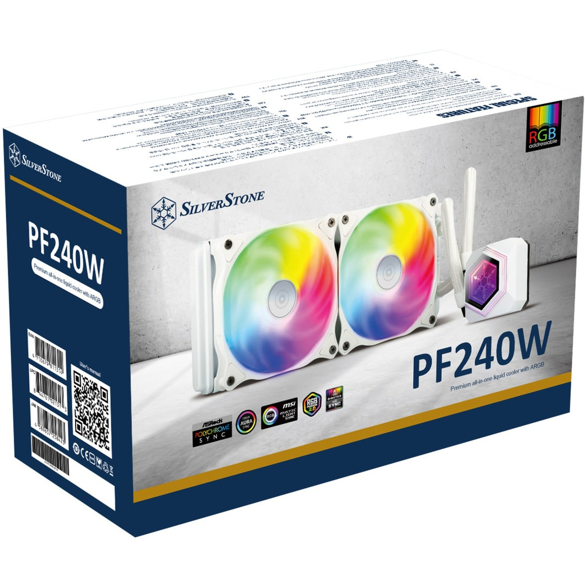Silverstone sst-pf240w-argb-v2 waterkoeling (wit, incl. rgb controller)