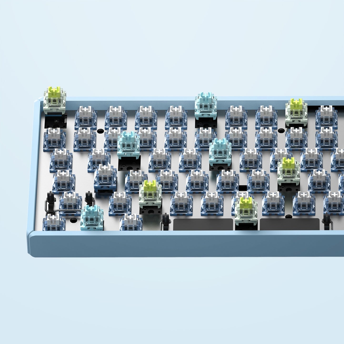 Iqunix f97 wintertide wireless mechanical keyboard (lichtblauw, us lay-out (qwerty), cherry mx brown, 96%, rgb leds, hot-swappable, pbt, 2.4ghz | bluetooth 5.1 | usb-c)