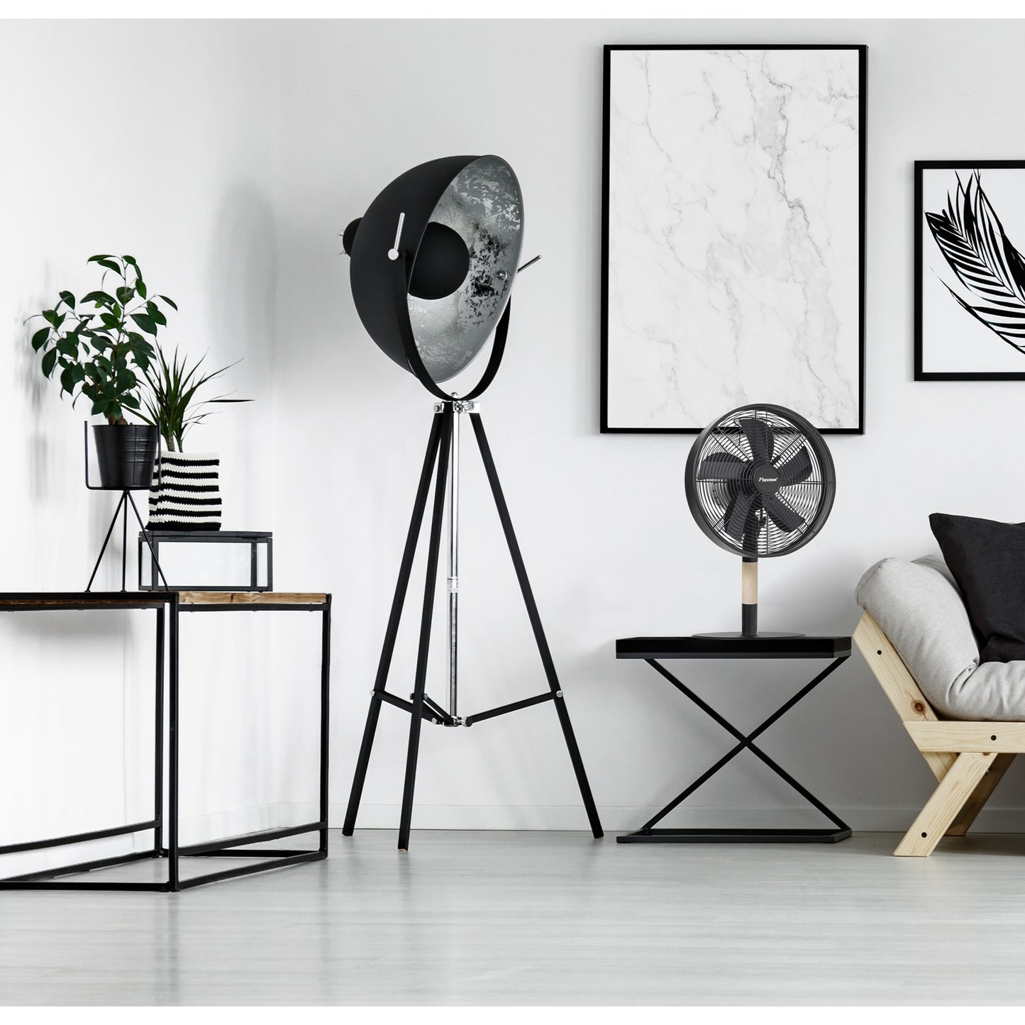 Bestron dft35wb tafelventilator (zwart houtkleur, ø 35 cm)