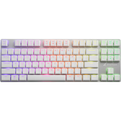 Sharkoon purewriter tkl rgb mechanisch gaming toetsenbord (wit, us lay-out (qwerty), kailh blue, 80% (tkl), rgb leds)
