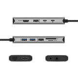 Icy box ib-dk4061-cpd dockingstation (antraciet, usb-a, usb-c, hdmi, kaartlezer, gigabit lan) - afbeelding 2