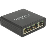 Delock usb-b 3.2 gen 1 naar 4x gigabit lan rj-45 adapter (zwart) - afbeelding 1