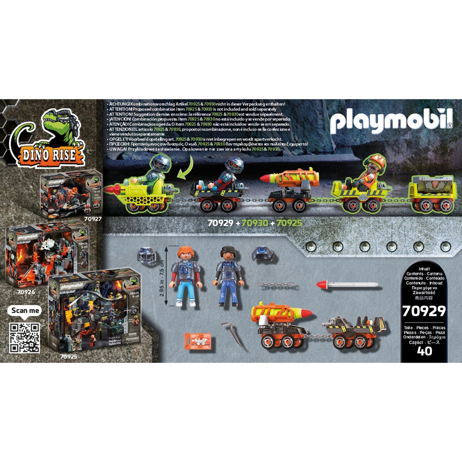 Playmobil dino rise - dino mine raket kart constructiespeelgoed (70929)